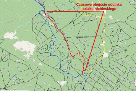 Wyznaczono czasowe obejście szlaku z Bystrej na Słowiankę